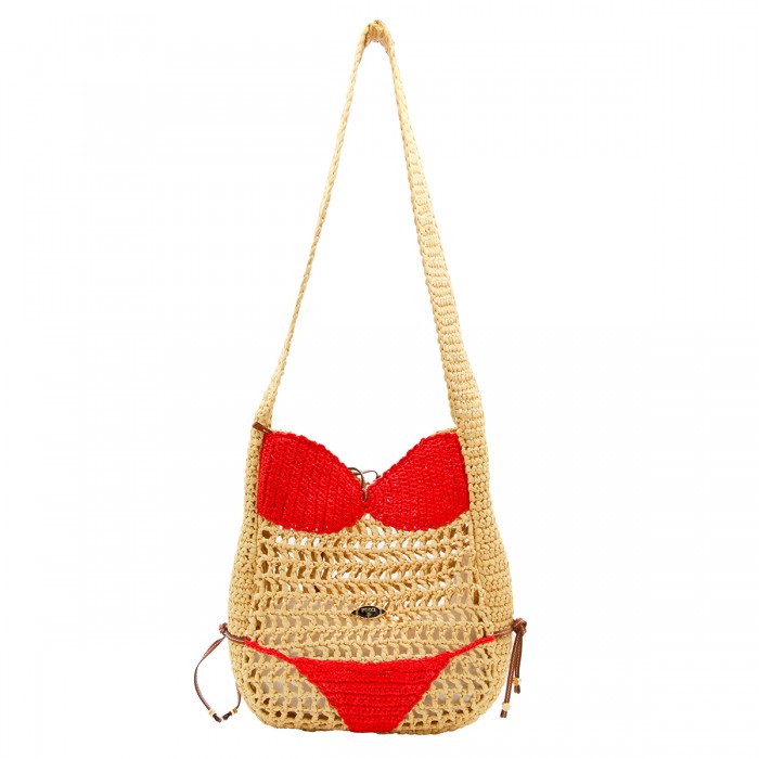 NATURAL AND RED RAFFIA...
