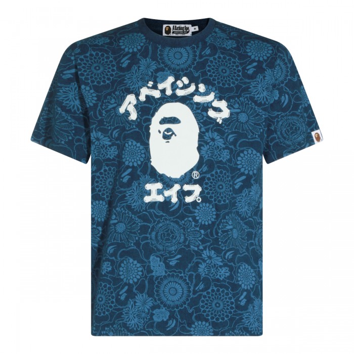 BLUE AND BLACK COTTON T-SHIRT