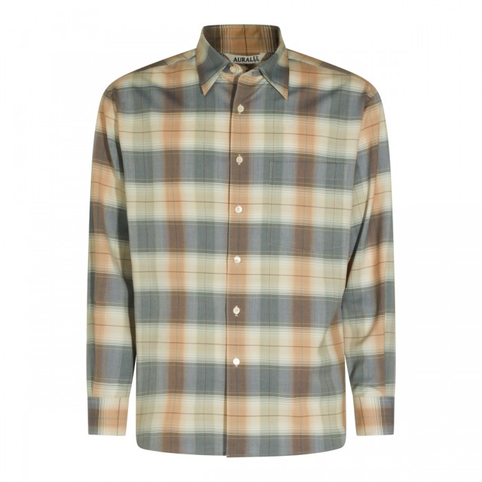 LIGHT BROWN CHECK WOOL SHIRT 