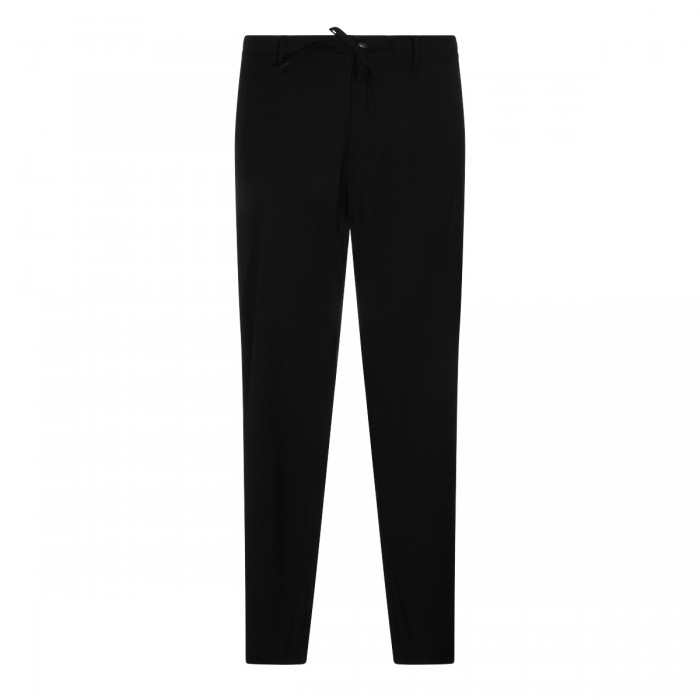 BLACK WOOL STRETCH PANTS