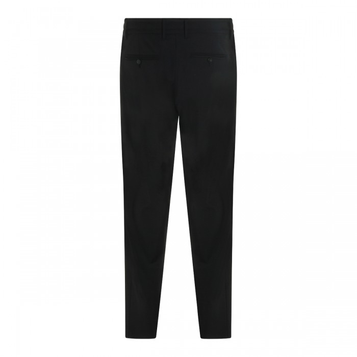 BLACK WOOL STRETCH PANTS 2