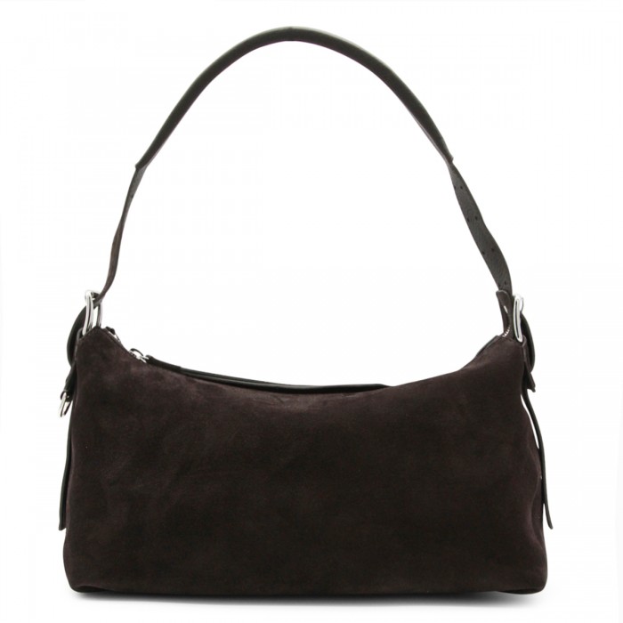 EBONY BROWN LEATHER BELTED...
