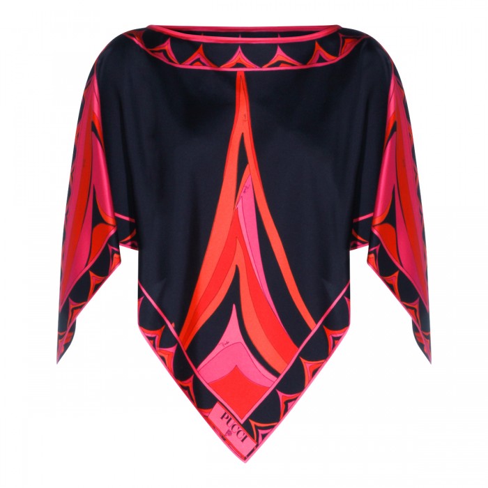 FUCHSIA AND BLACK SILK TOP