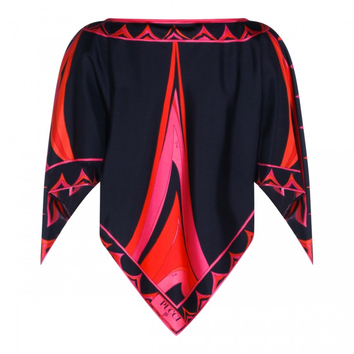 FUCHSIA AND BLACK SILK TOP 2