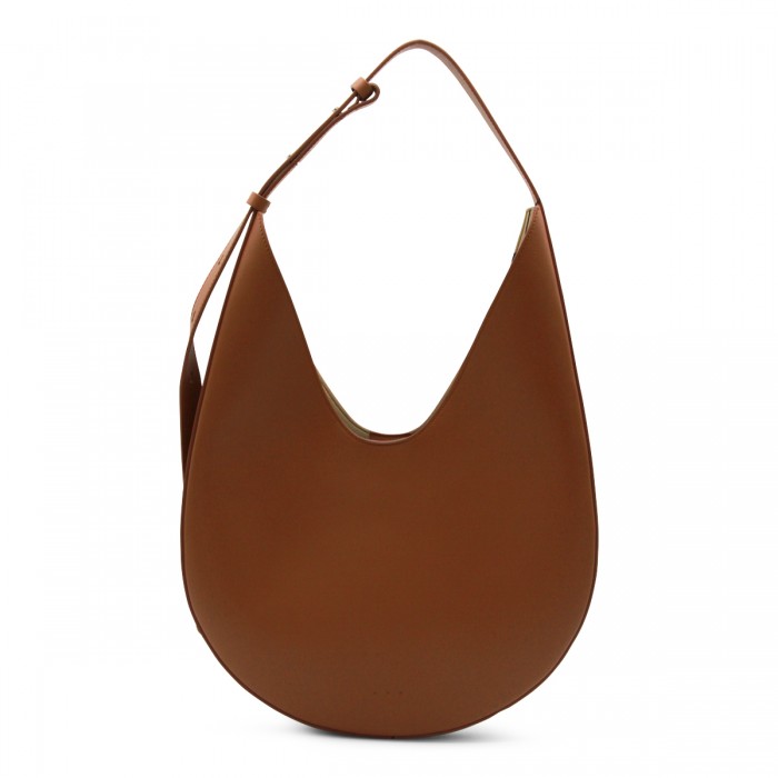 BROWN LEATHER HOBO SHOULDER...
