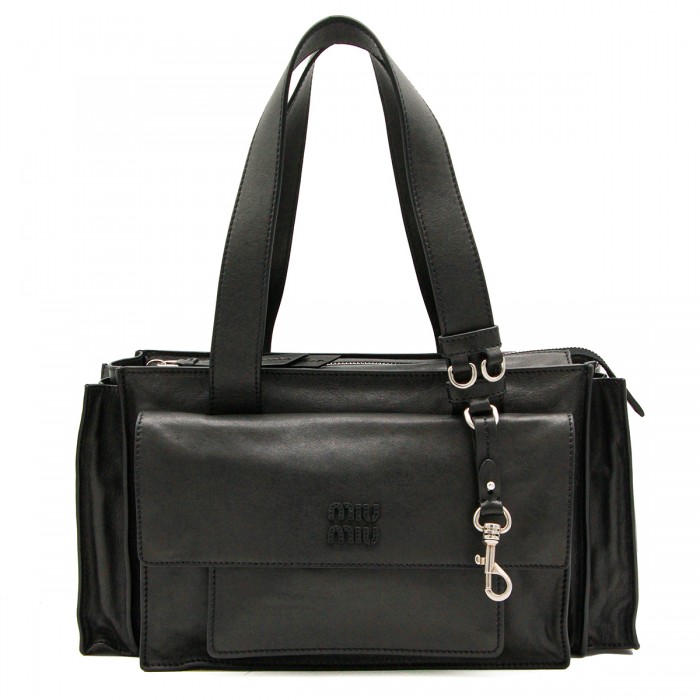 BLACK LEATHER SHOULDER BAG
