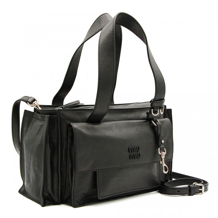 BLACK LEATHER SHOULDER BAG 2
