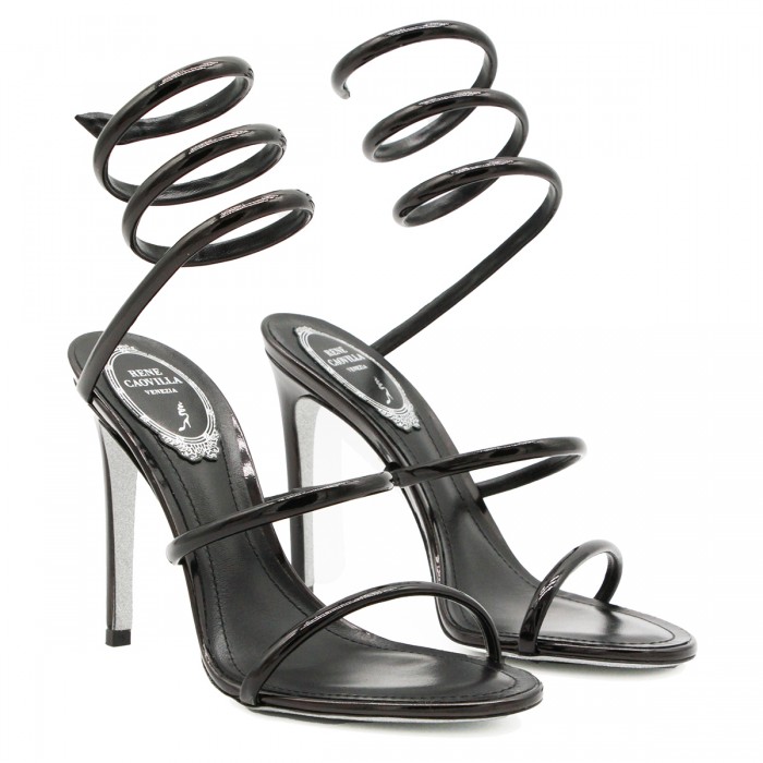 BLACK CLEO STILETTO SANDALS 2