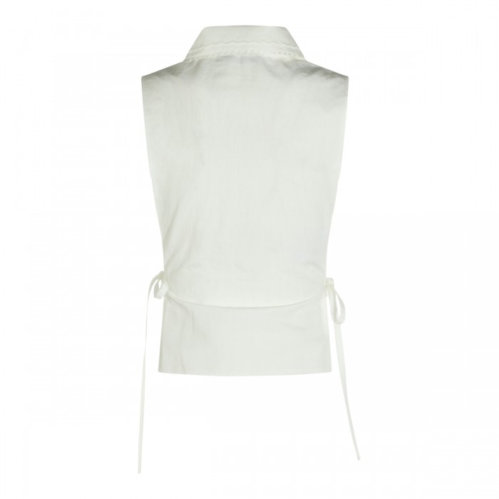 WHITE COTTON AND LINEN SHIRT 2