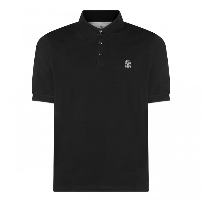 BLACK COTTON POLO SHIRT