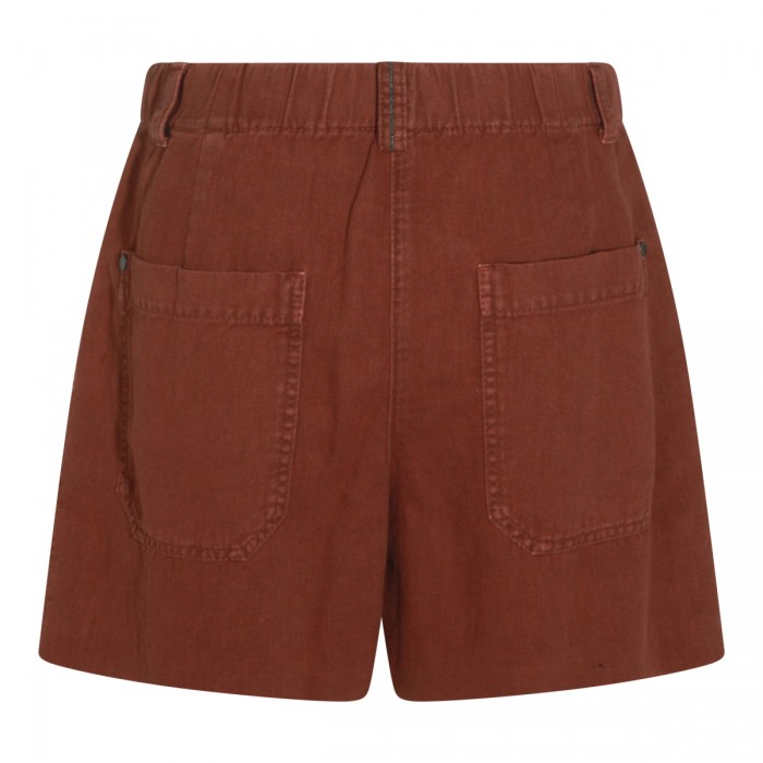 RED COTTON AND LINEN SHORTS 2