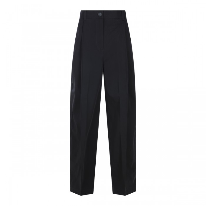 BLACK COTTON SINGLE PLEAT...
