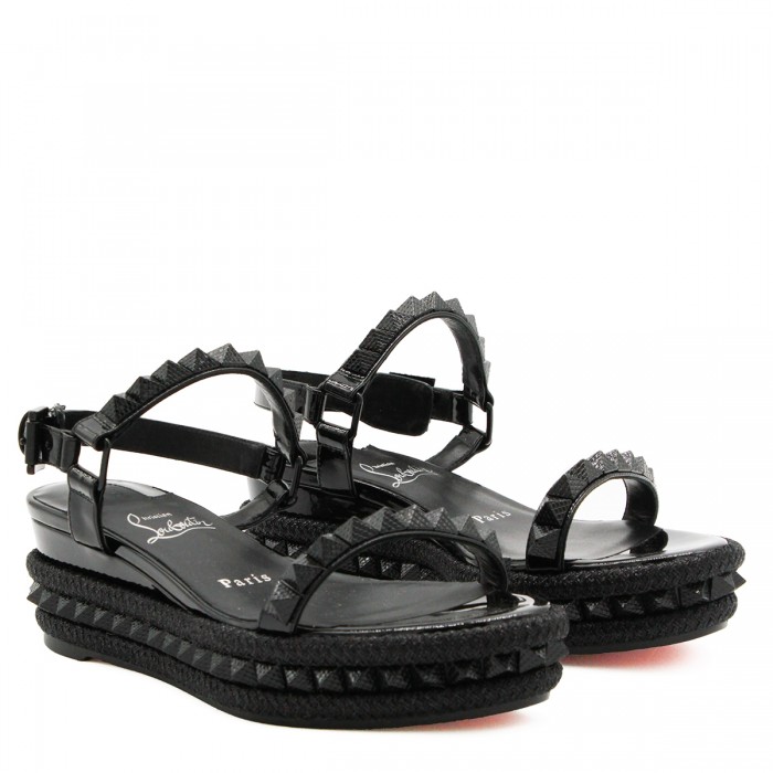 BLACK LEATHER PYRA ESPADRILLAS 2