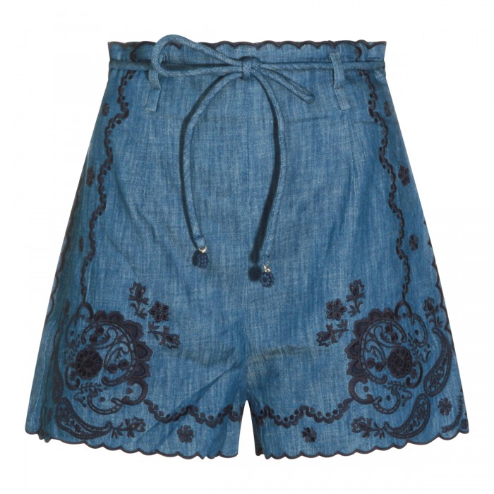 RAILWAY BLUE COTTON SHORTS