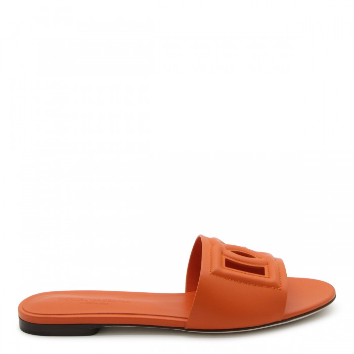 ORANGE LEATHER FLATS