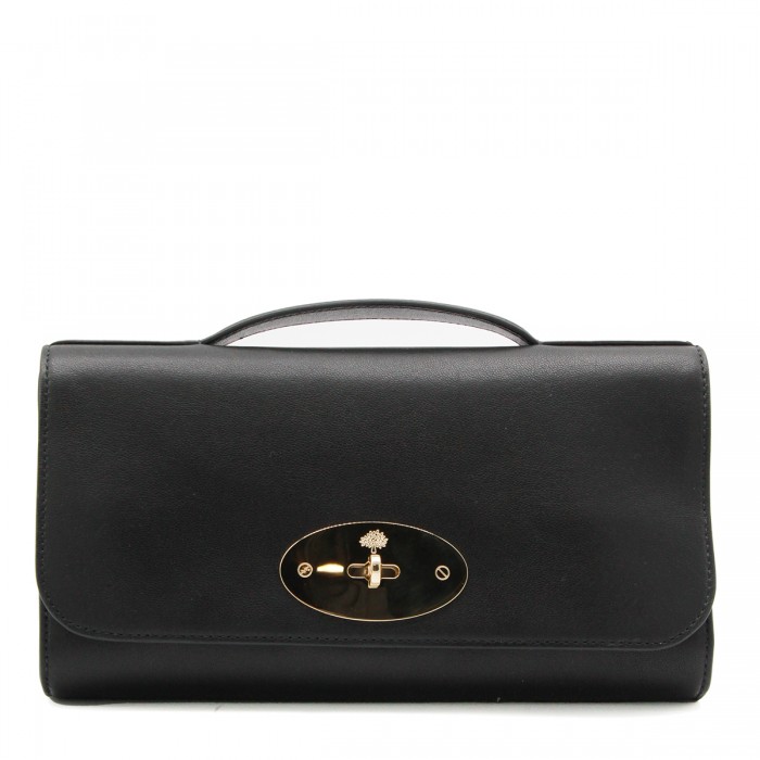 BLACK LEATHER LILY CLUTCH