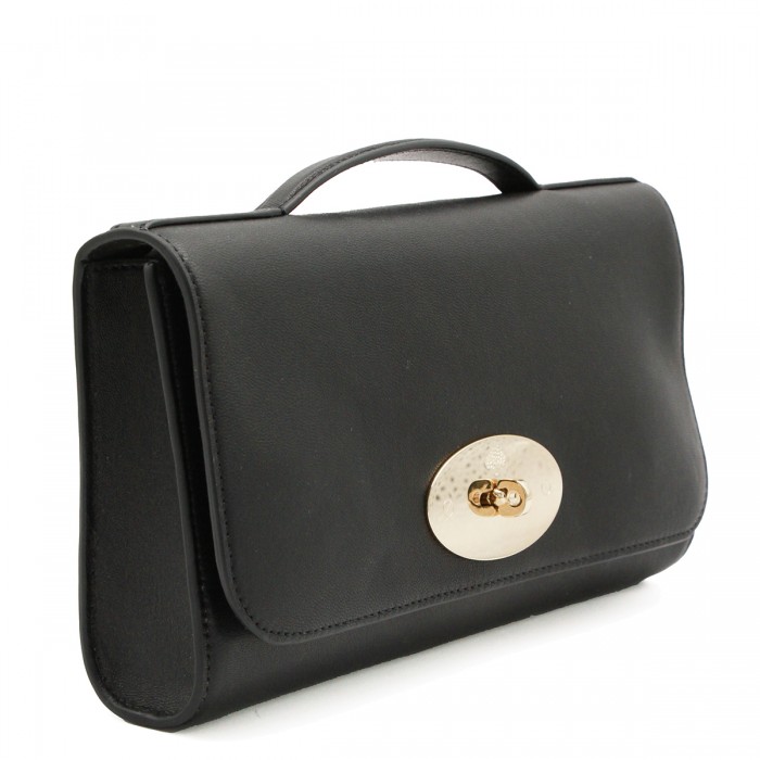 BLACK LEATHER LILY CLUTCH 2