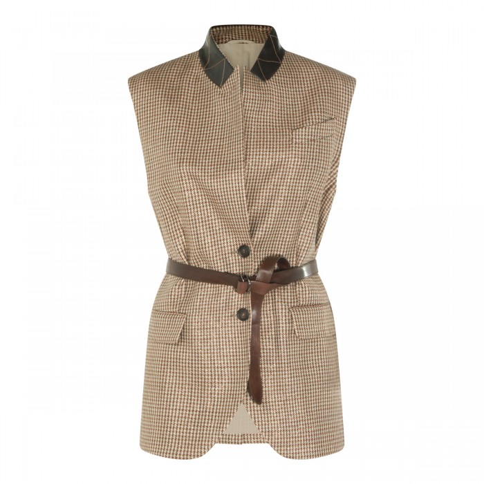 CHECK VIRGIN WOOL GILET BLAZER