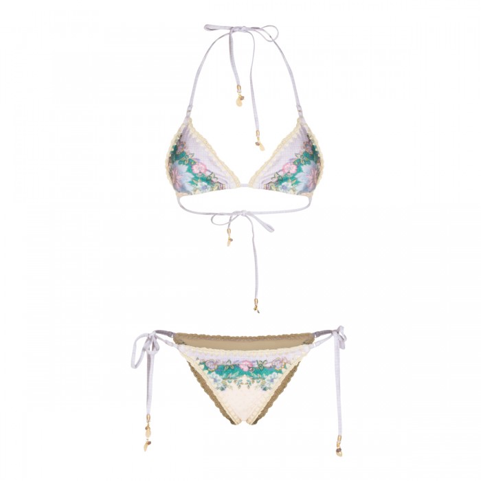 CREAM SCARF FLORAL BIKINI...