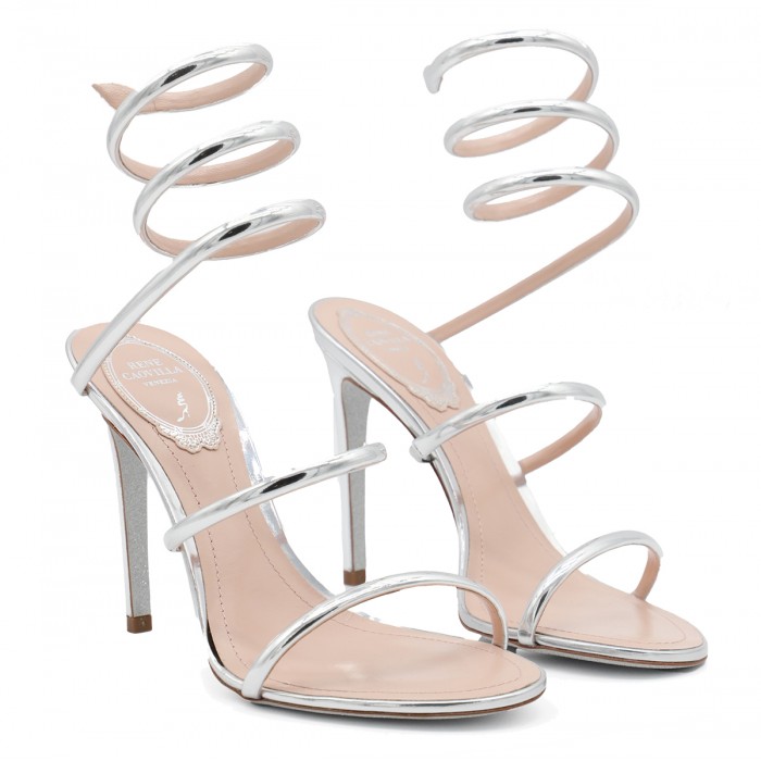 SILVER LEATHER CLEO SANDALS 2