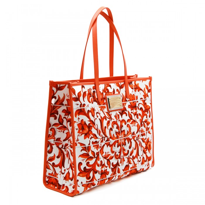 ORANGE AND WHITE MAIOLICA TOTE 2