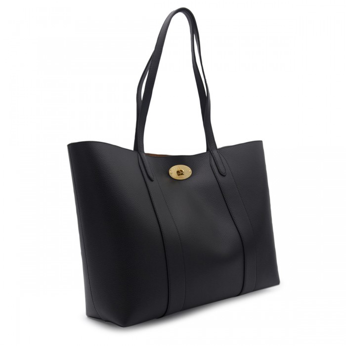 BLACK LEATHER TOTE BAG 2