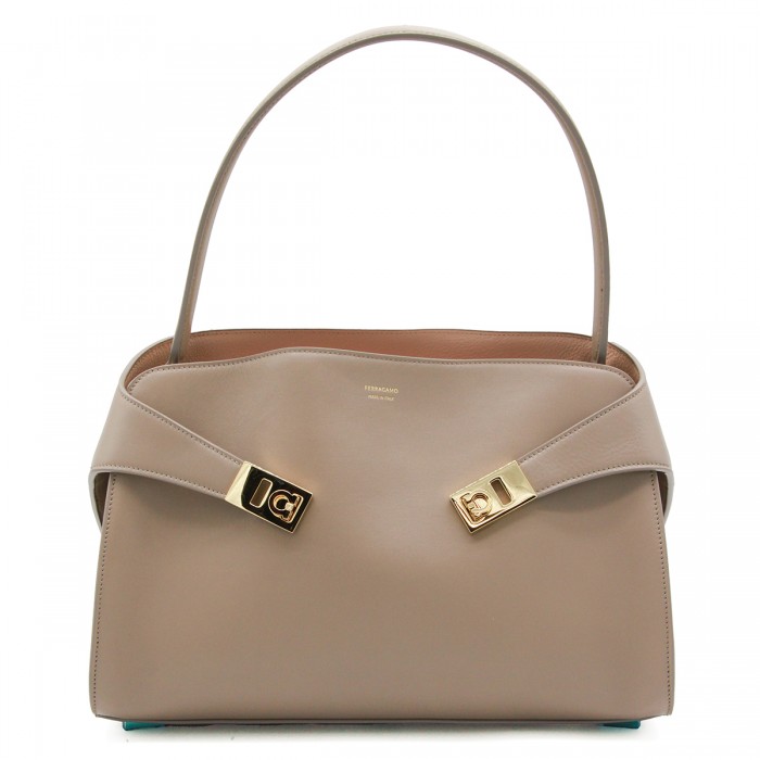 TAUPE LEATHER HUG SH S TOTE