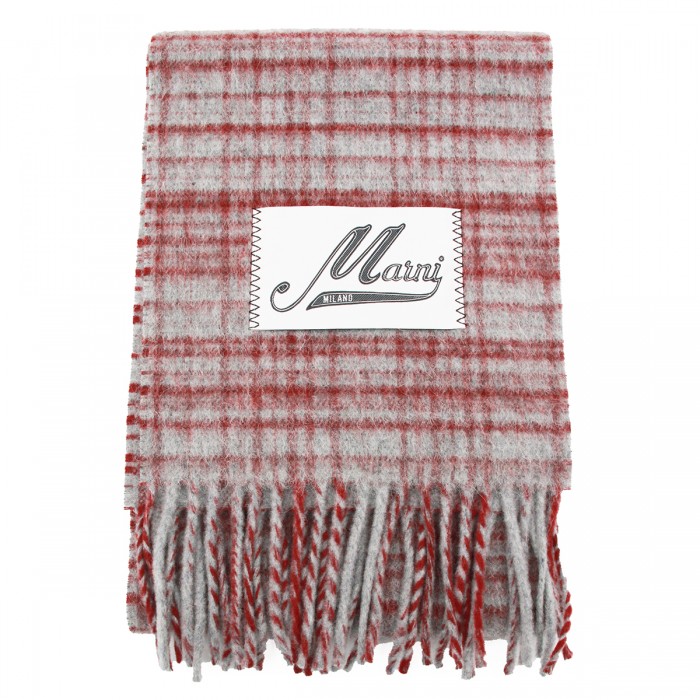 RED AND GREY VIRGIN WOOL SCARF