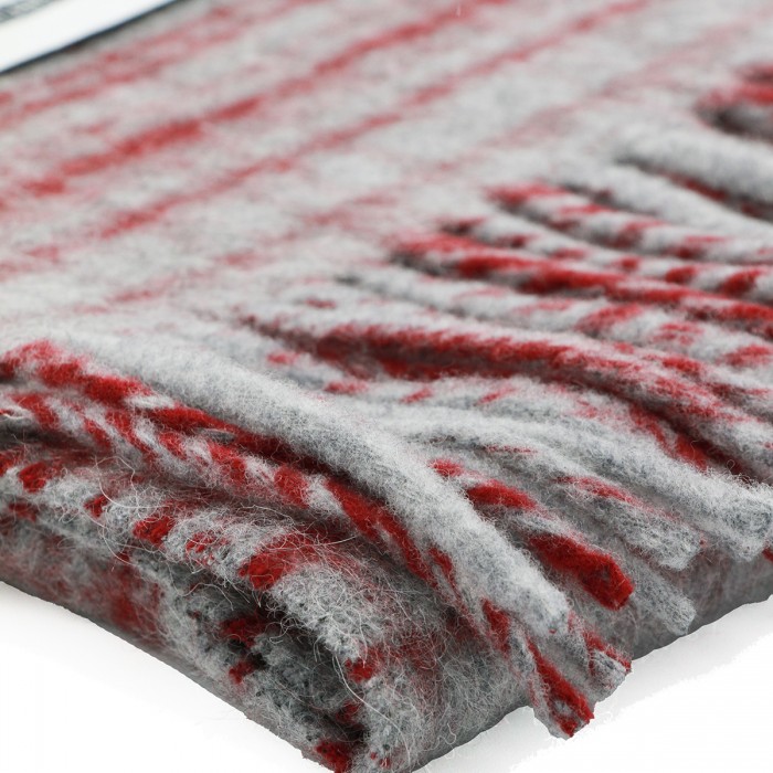 RED AND GREY VIRGIN WOOL SCARF 2