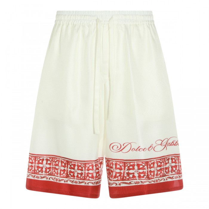 RED AND WHITE SILK SHORTS