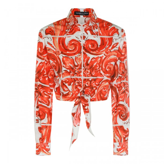 ORANGE AND WHITE COTTON SHIRT