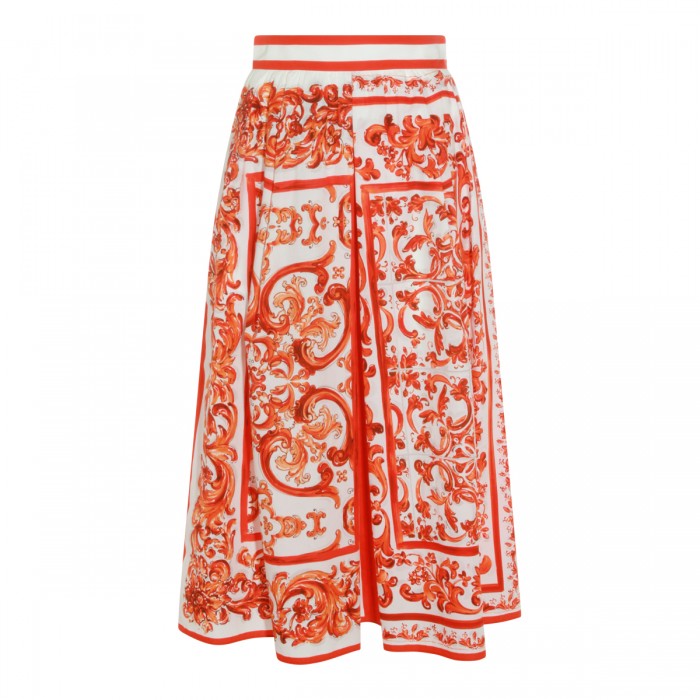 ORANGE AND WHITE COTTON SKIRT