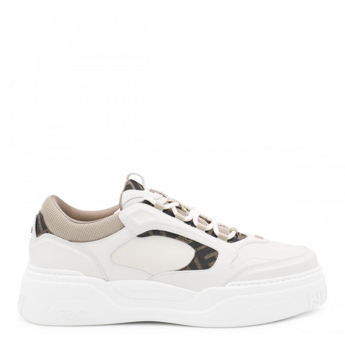 WHITE AND BEIGE LEATHER...