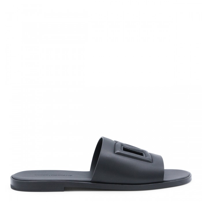 BLACK LEATHER FLAT