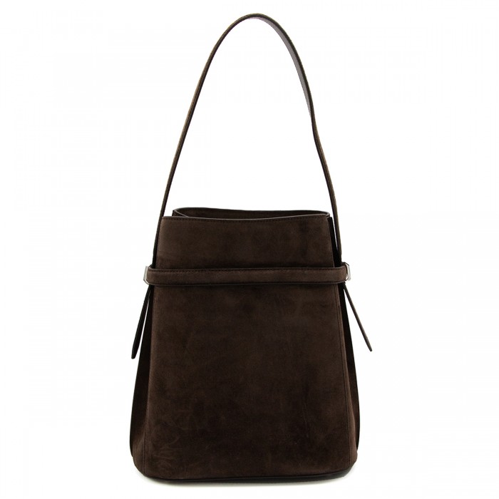 BLACK SUEDE BELTED SATCHEL BAG 2