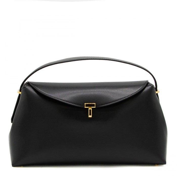 BLACK LEATHER T-LOCK TOP...