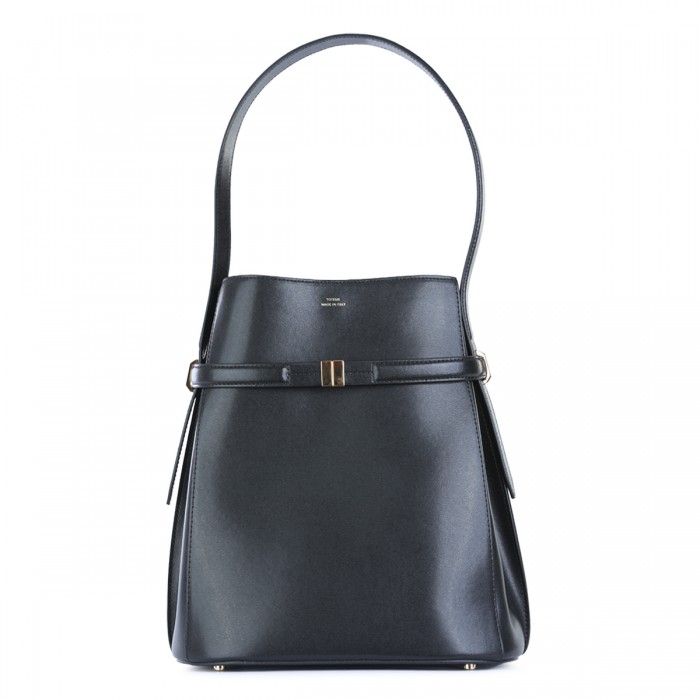 BLACK LEATHER BELTED...