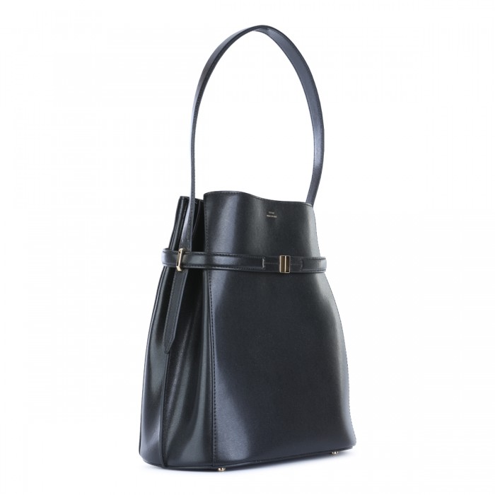 BLACK LEATHER BELTED... 2