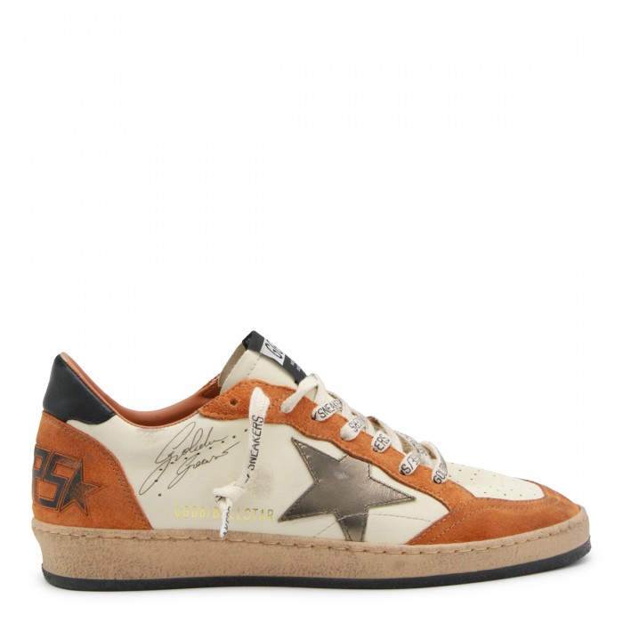 ORANGE AND WHITE LEATHER...