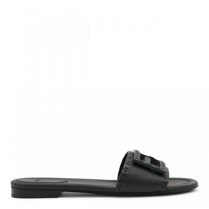 BLACK LEATHER FLATS