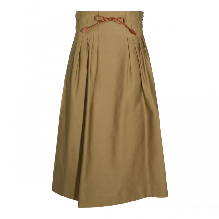 KHAKI COTTON TEMPIO SKIRT