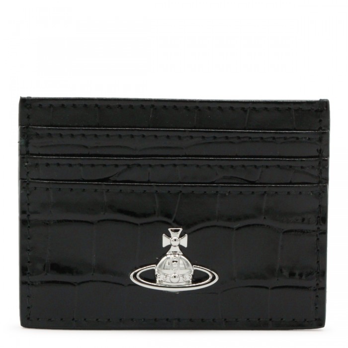 BLACK LEATHER ORB CARD HOLDER