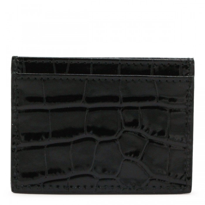 BLACK LEATHER ORB CARD HOLDER 2