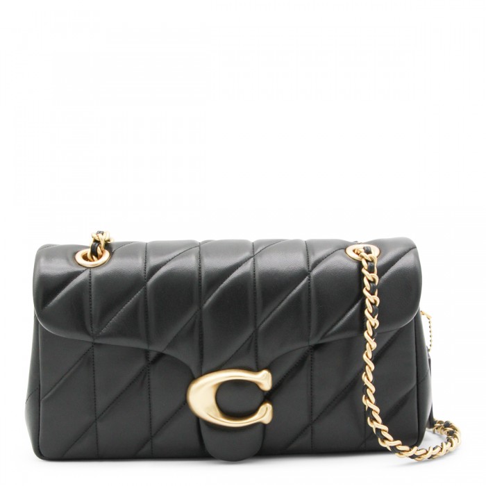 BLACK LEATHER QUILTED TABBY...