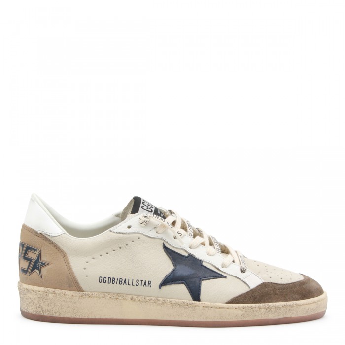 WHITE AND BEIGE LEATHER...
