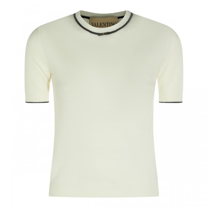 IVORY AND BLACK VIRGIN WOOL...