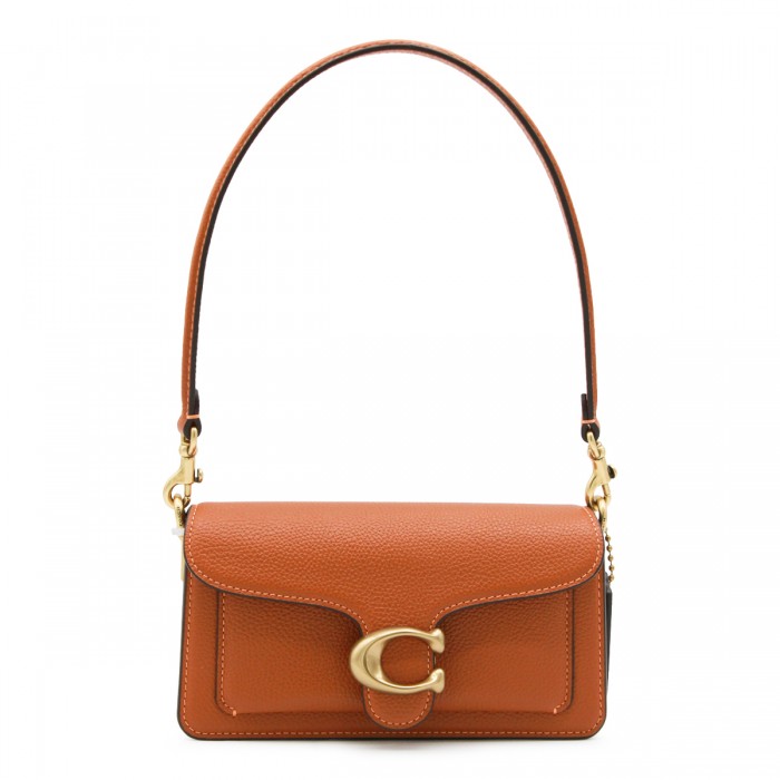 AMBER BROWN LEATHER PEBBLE...
