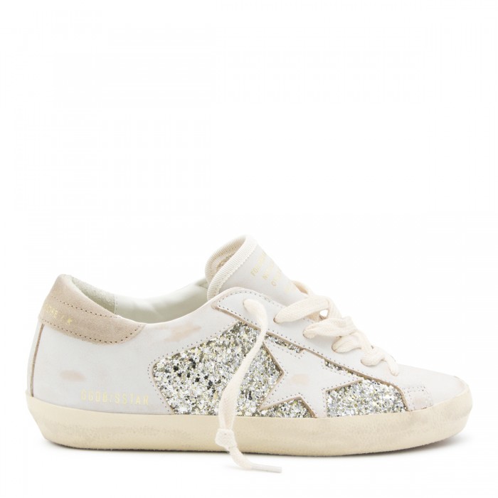 WHITE AND PLATINUM LEATHER...