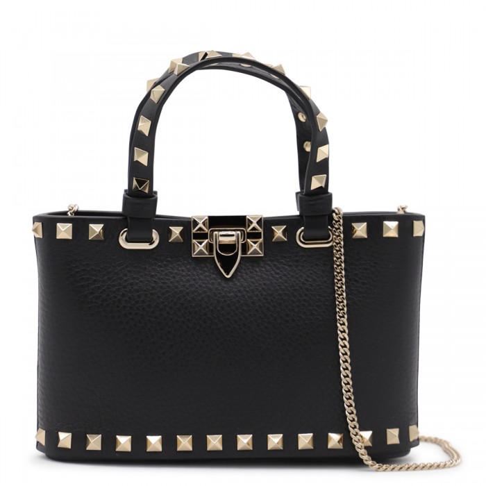 BLACK LEATHER MINI ROCKSTUD...