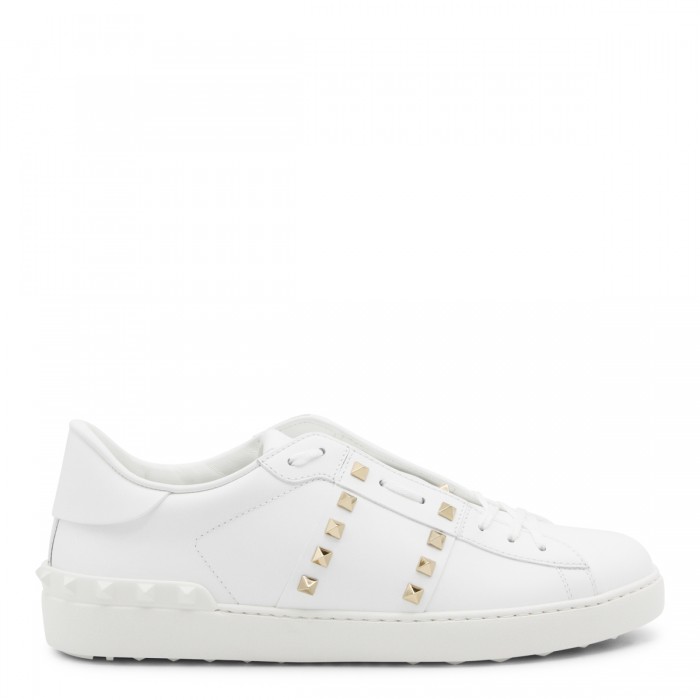 WHITE LEATHER ROCKSTUD...